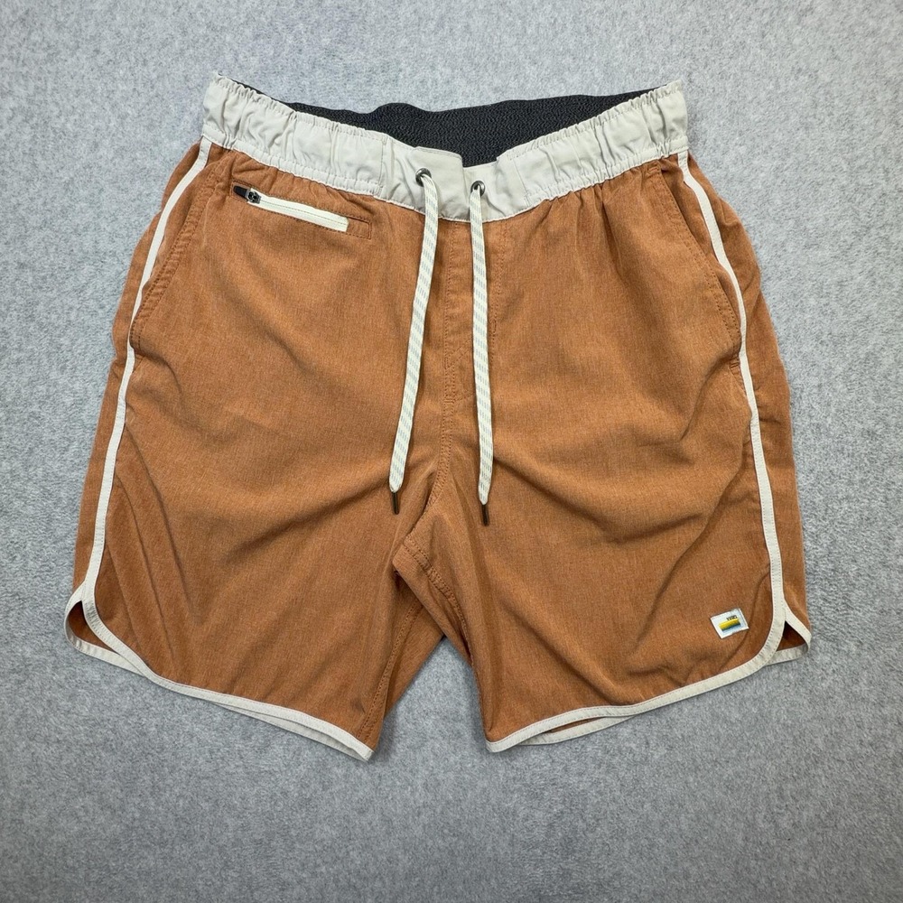 Vuori Banks Shorts Mens Small Orange 7 Inch Athletic Stretch Drawstring V330